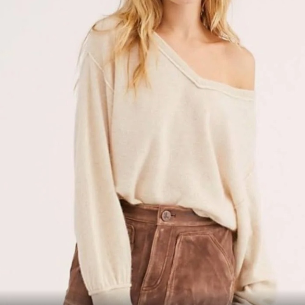 Free People Love Like This Cashmere Pullover Sweater Cream/Tan Color Size XS